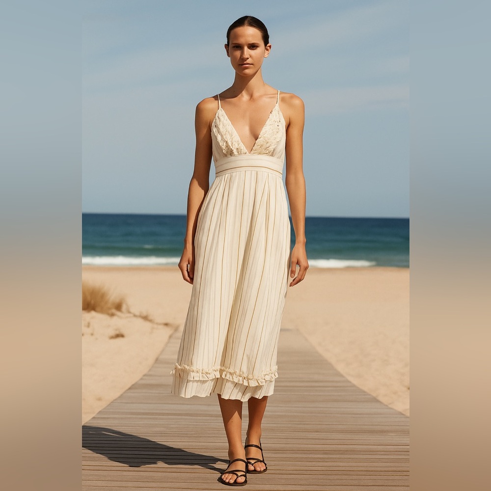 J. Crew Sylvan Ruffled Linen Halter Midi Dress, MSRP $149, 12